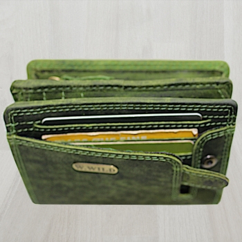 flevado Geldbörse Unisex Damen Herren Echt Leder RFID Schutz Grün